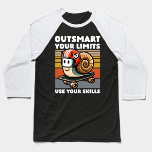 Cute Snail on Skateboard | Motivational Saying Goals Baseball T-Shirt